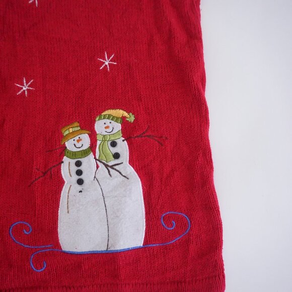 Vintage Breckenridge Red Snowflake Snowman Embroidered Holiday Vest Christmas L - Picture 4 of 7